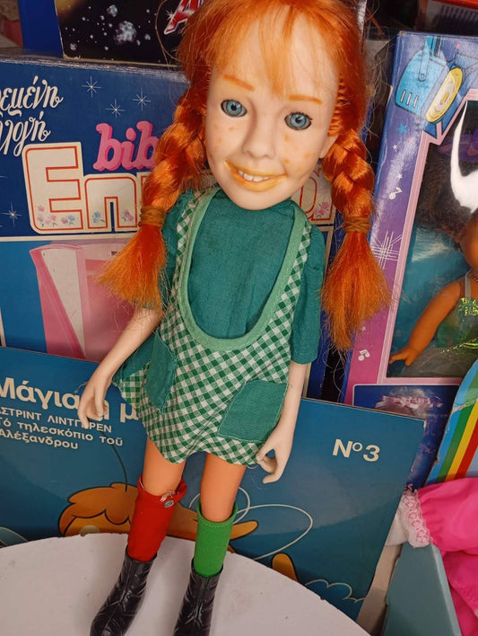 Σπάνια ελληνική κούκλα Πίπη Φακιδομύτη από τη Lyra, σε άριστη κατάσταση