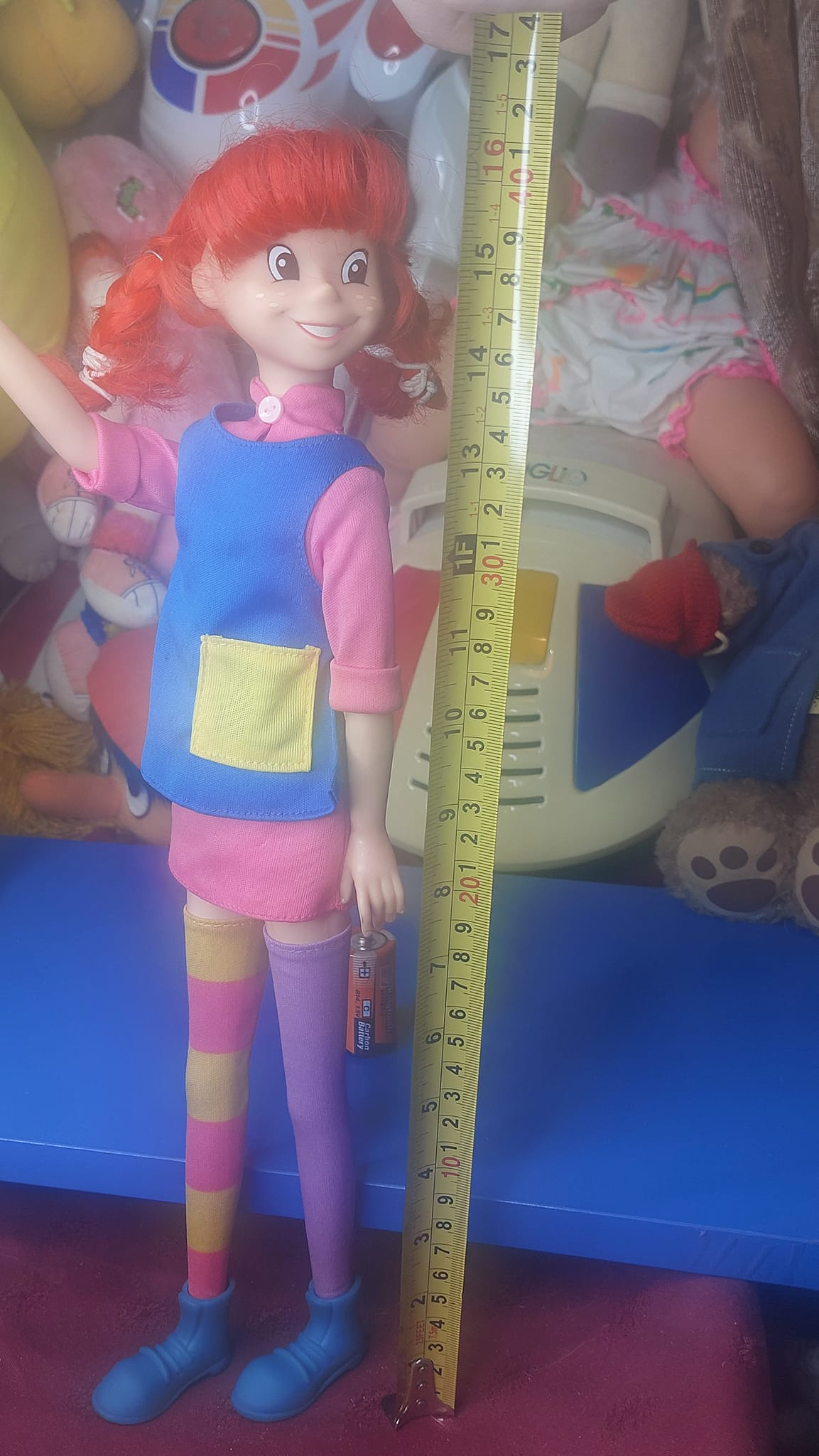 Σπάνια κούκλα Πίπη Φακιδομύτη (Giochi Preziosi 1992/1995), σε μεγάλη έκδοση ύψους 42 εκ.