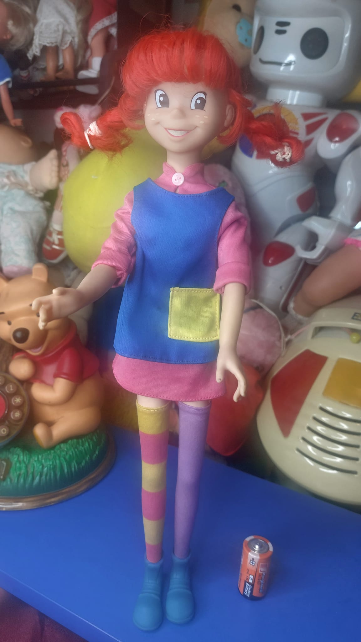 Σπάνια κούκλα Πίπη Φακιδομύτη (Giochi Preziosi 1992/1995), σε μεγάλη έκδοση ύψους 42 εκ.