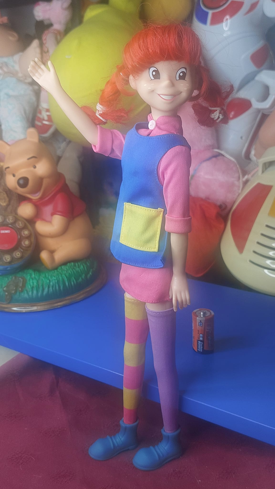 Σπάνια κούκλα Πίπη Φακιδομύτη (Giochi Preziosi 1992/1995), σε μεγάλη έκδοση ύψους 42 εκ.