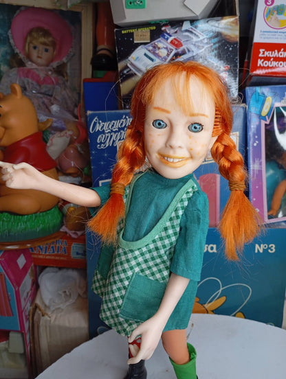 Σπάνια ελληνική  κούκλα Πίπη Φακιδομύτη από τη Lyra,  σε άριστη κατάσταση