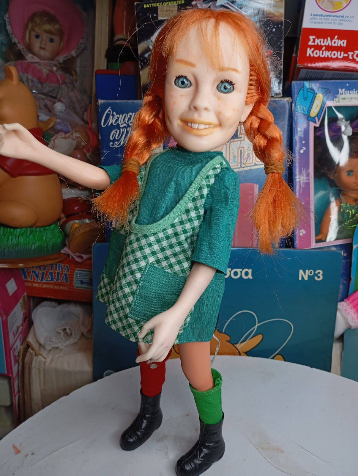Σπάνια ελληνική  κούκλα Πίπη Φακιδομύτη από τη Lyra,  σε άριστη κατάσταση