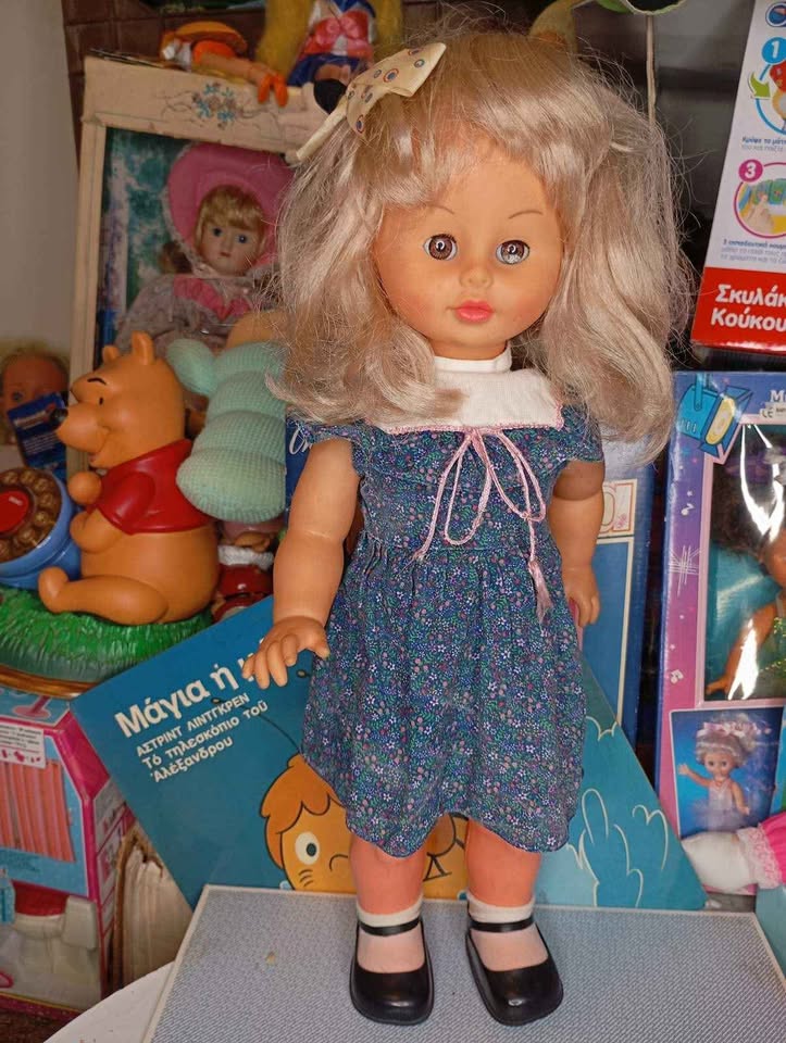 Συλλεκτική Ομιλούσα Κούκλα GABAR Michela Martini – 1970s 📀 Με δισκάκι ήχου – Μιλάει Ελληνικά!