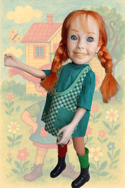 Σπάνια ελληνική  κούκλα Πίπη Φακιδομύτη από τη Lyra,  σε άριστη κατάσταση