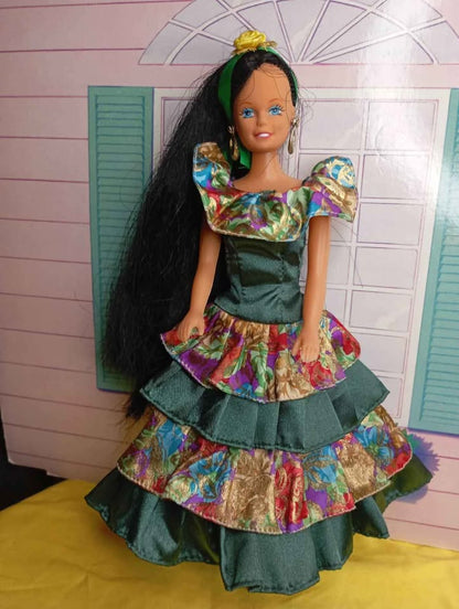 Vintage Κούκλα Τύπου Barbie – Ισπανικό Φόρεμα Φλαμένκο – 1980s/1990s