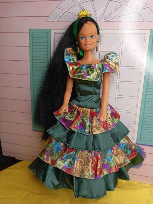 Vintage Κούκλα Τύπου Barbie – Ισπανικό Φόρεμα Φλαμένκο – 1980s/1990s