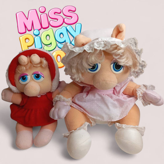 Σετ με 2 συλλεκτικές λούτρινες κούκλες Muppet Babies Miss Piggy